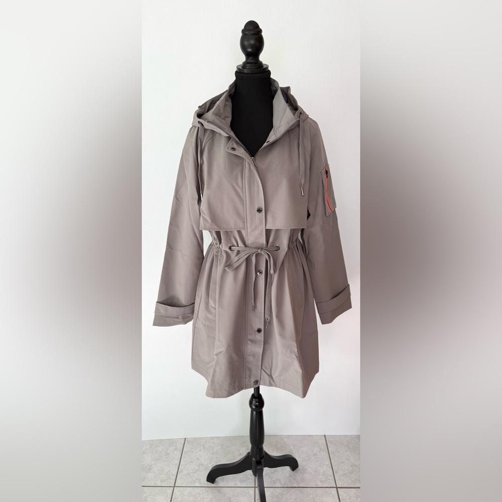 Orolay Long Hooded Windbreaker Jacket Trench Coat Grey Women's Size Large New